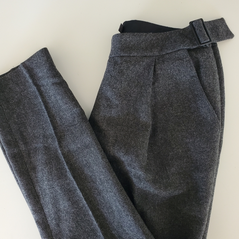 Kate Spade 0 Saturday Pleated Pants Officewear Speckled Dark Grey Wool Trousers - Picture 2 of 16